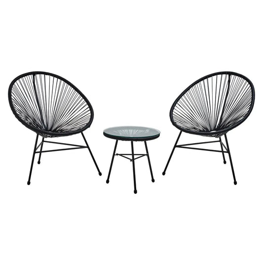 Miami Black Rattan 3 Piece Patio Set