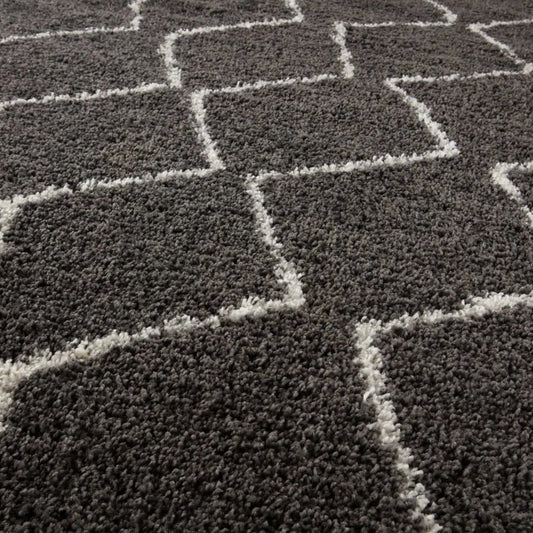 Moroccan Dark Grey Shaggy Rug | 840