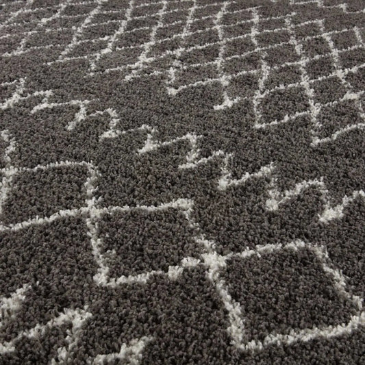 Moroccan Dark Grey Shaggy Rug | 940