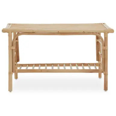 Natural Rattan Rectangular Coffee Table with Lower Storage Shelf | Mataram