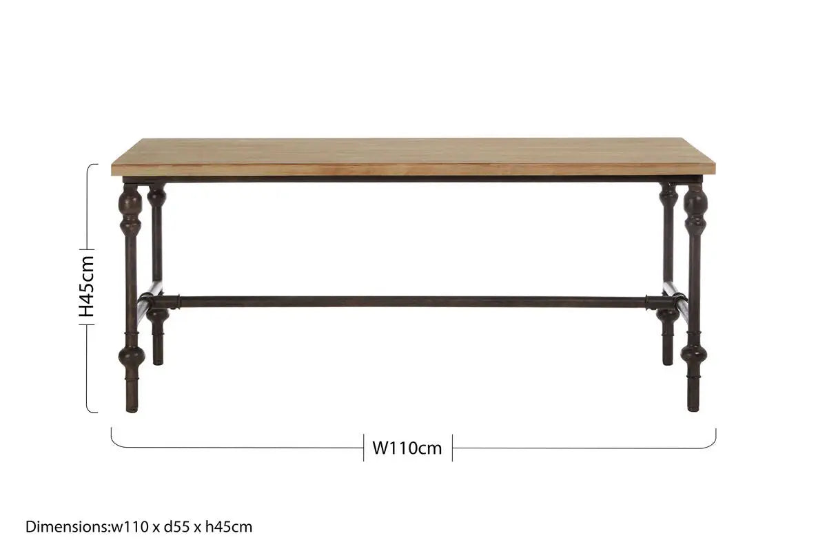 Natural Rectangular Coffee Table with Distressed Fir Wood Top, Tribeca