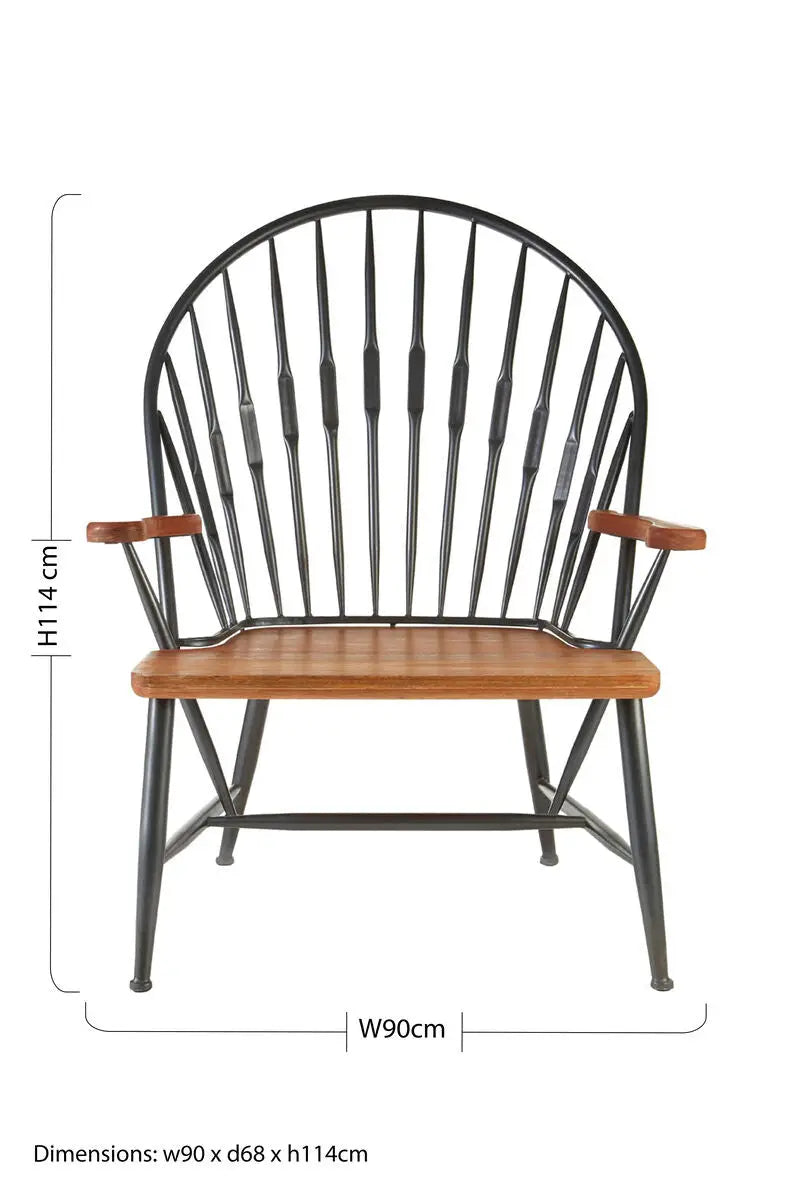 New Foundry Walnut Wood And Metal Armchair