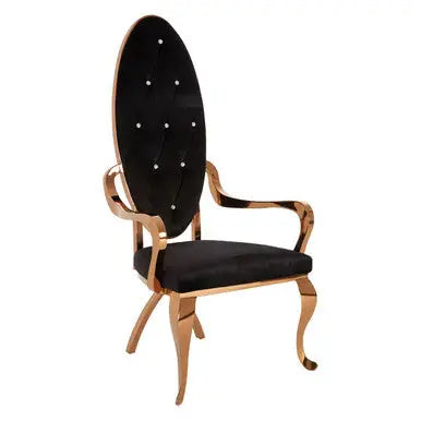 Novara Black Velvet Baroque Chair with Rose Gold Finish Frame