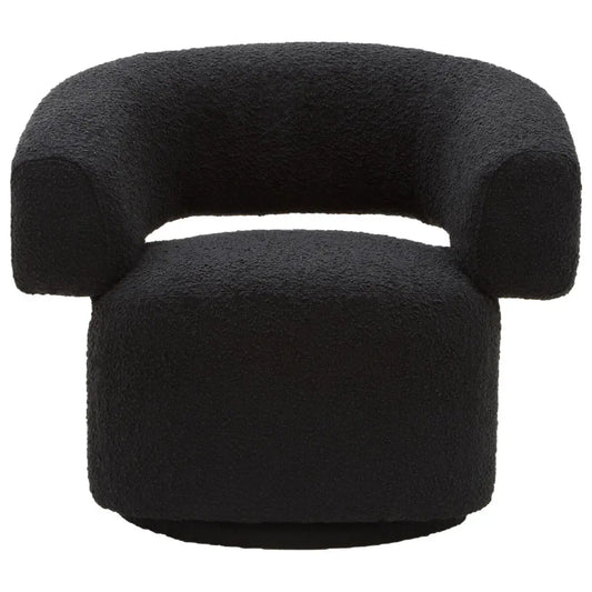 Oliveto Black Boucle Curved Swivel Armchair