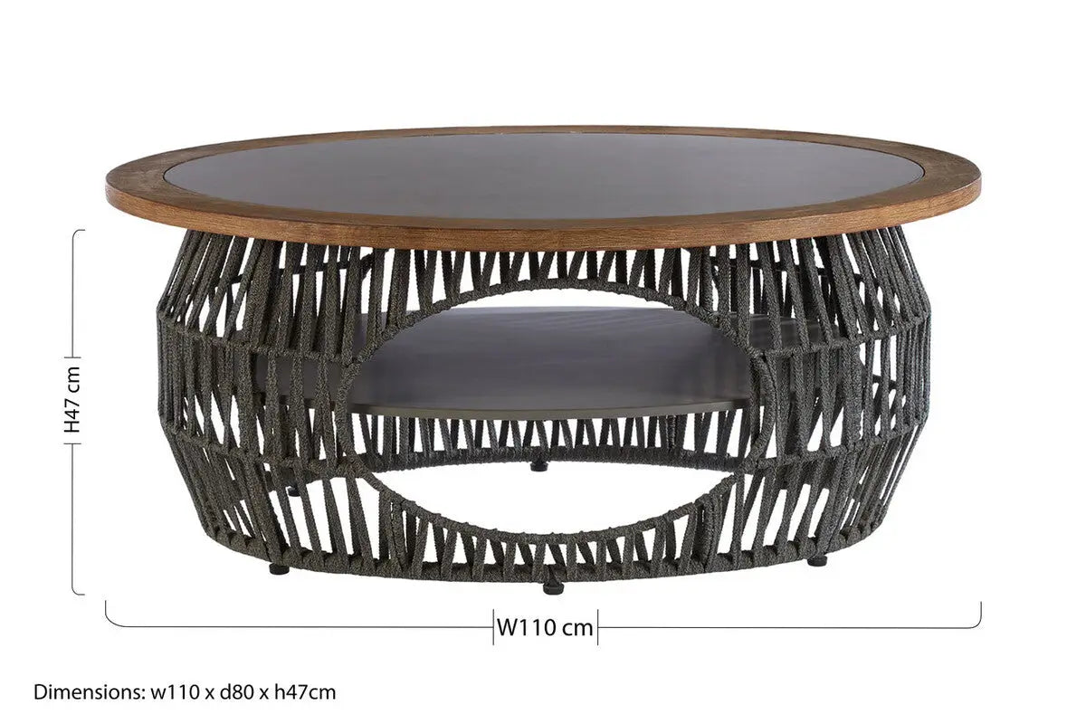 Opus Grey Woven Rope and Stone Coffee Table
