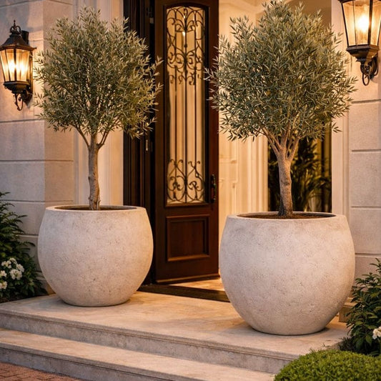 Orbello | Truffle – 70cm Extra Large Concrete Sphere Planter – 207L Round Plant Pot - Pots & Plants