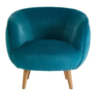 Oscar Teal Fabric Curved Lounge Chair