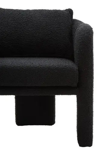 Ozzero Black Boucle Curved Armchair with Matching Cushion