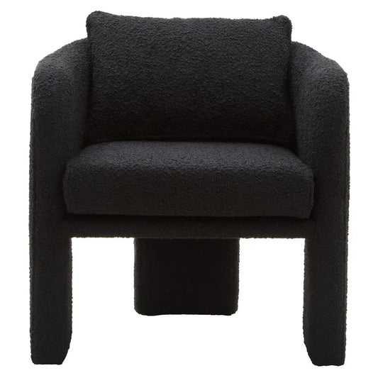 Ozzero Black Boucle Curved Armchair with Matching Cushion
