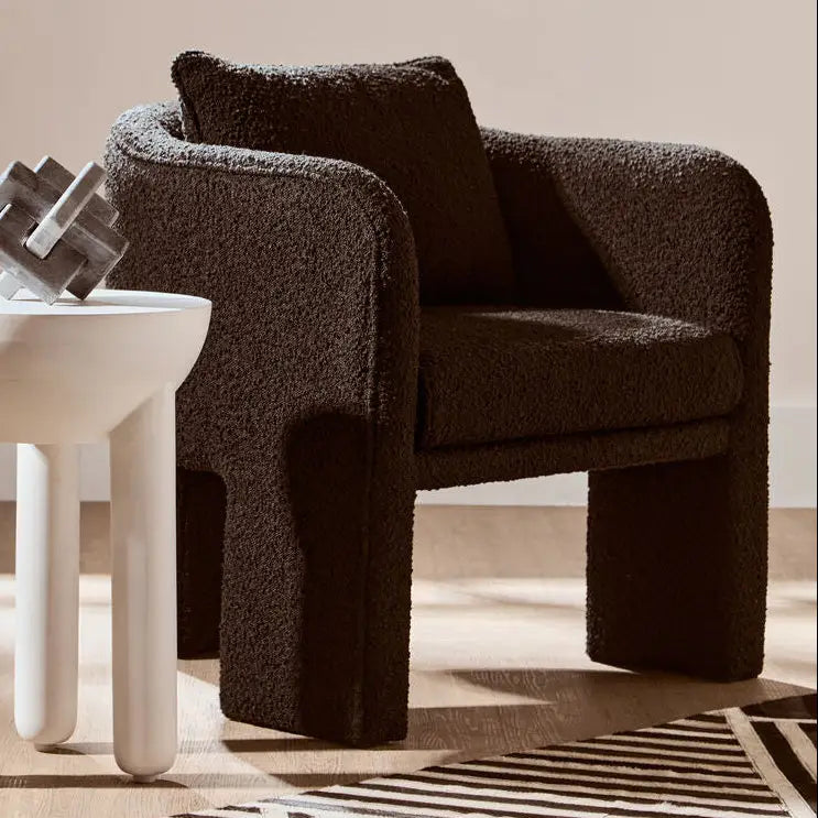 Ozzero Black Boucle Fabric Curved Armchair