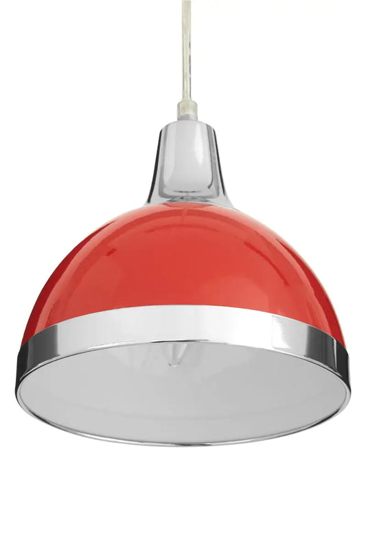 Red Shade and Chrome Pendant Light | Jasper