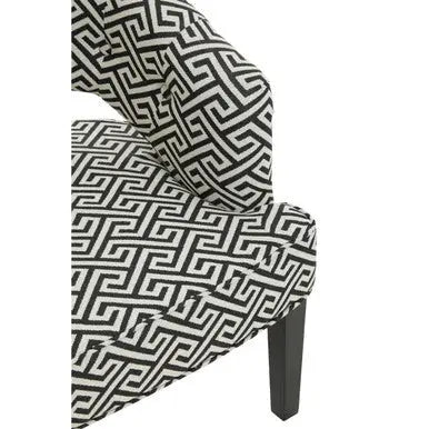 Regents Park Black and Beige Greek Key Design Lounge Chair