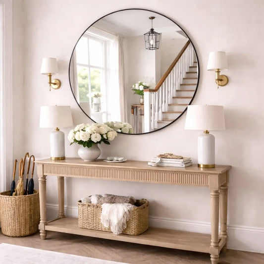 Rei - Extra Large Round Black Metal Circle Mirror - 120cm x 120cm