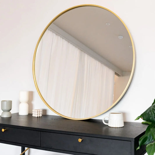 Rei - Large Round Gold Metal Circle Mirror - 90cm x 90cm