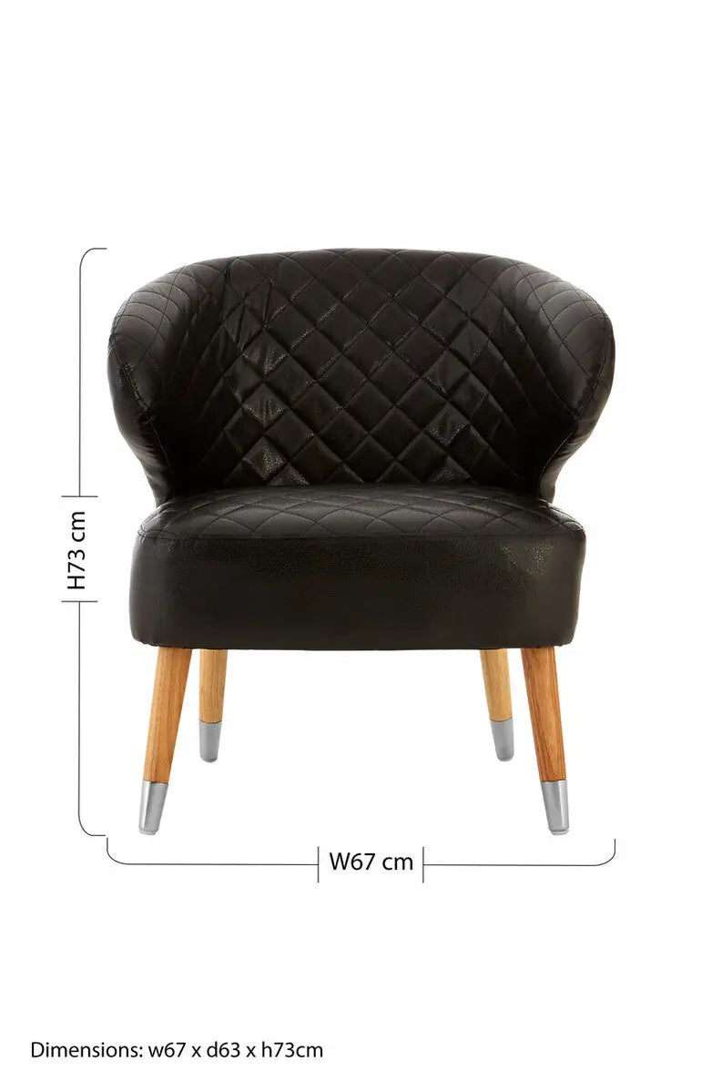 Richy Black Leather Effect Accent Chair with Wingback Design