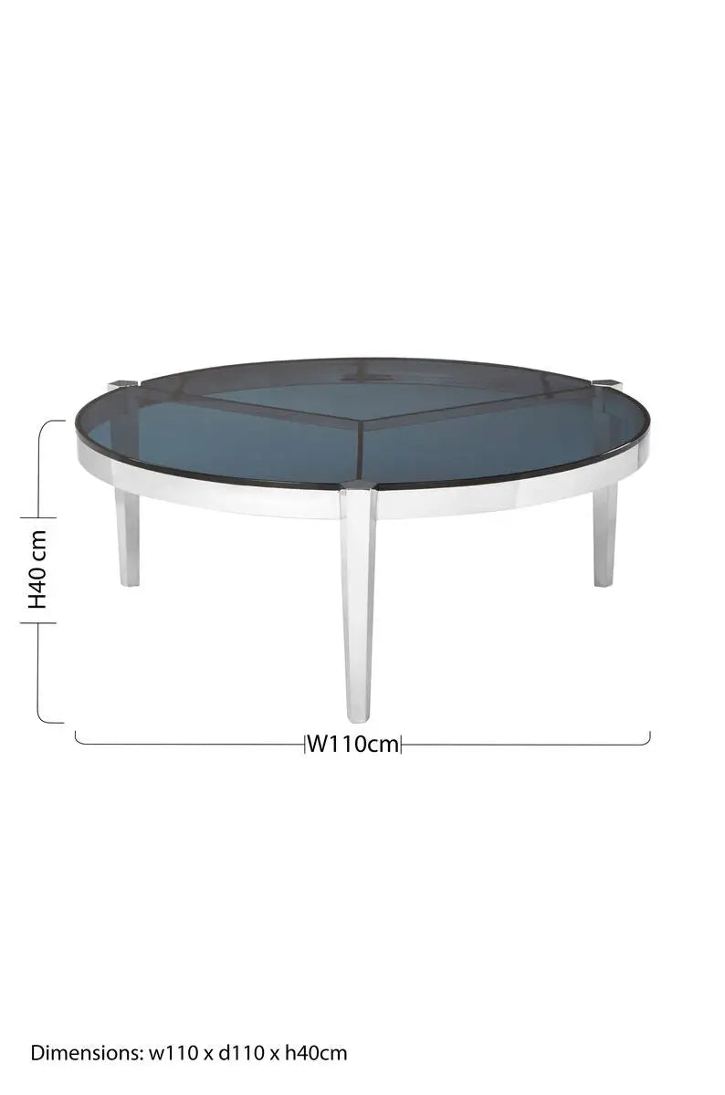 Round Coffee Table with Smoky Grey Glass Top, Piermount