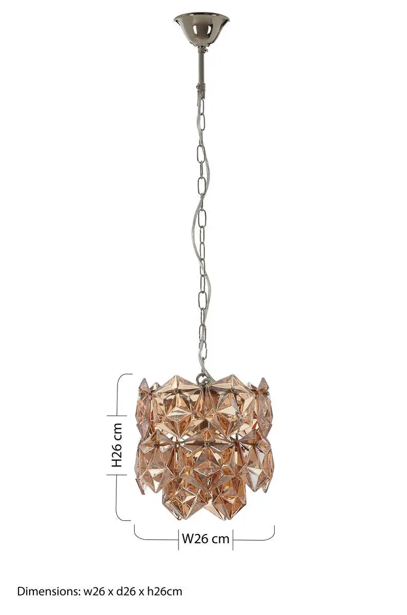 Rydello Small Multi Faceted Amber Glass Pendant Light