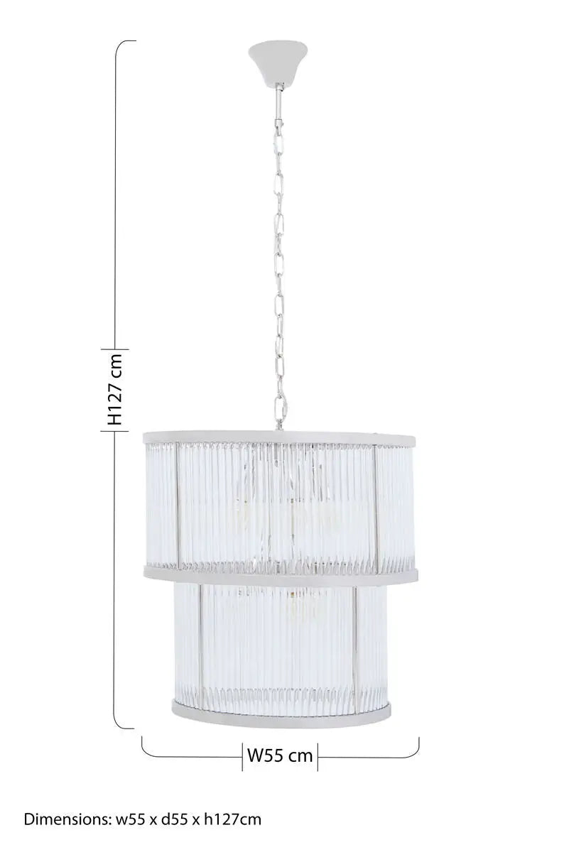 Salasco 2 Tier Nickel Finish Glass Chandelier
