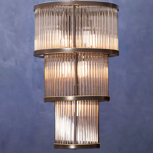 Salasco 3 Tier Black Finish Glass Chandelier