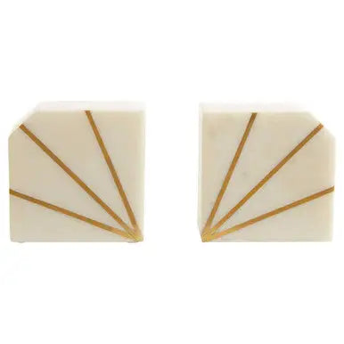 Sena White Marble and Gold Bookends