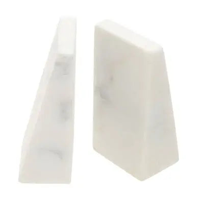 Set of 2 White Marble Bookends | Marris