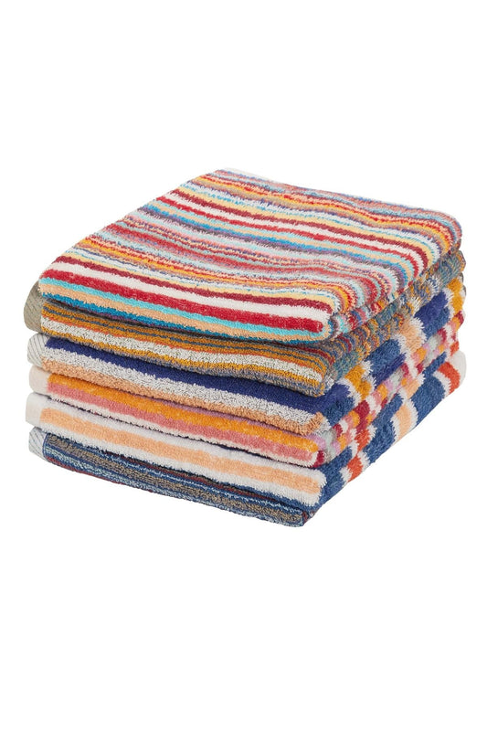 Set of 6 Eco-Friendly Striped Towels 100 Percent Recycled Cotton Quick Dry Absorbent for Gym Beach Travel Home Assorted