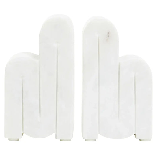 Set of Two White Marble Bookends | Nason