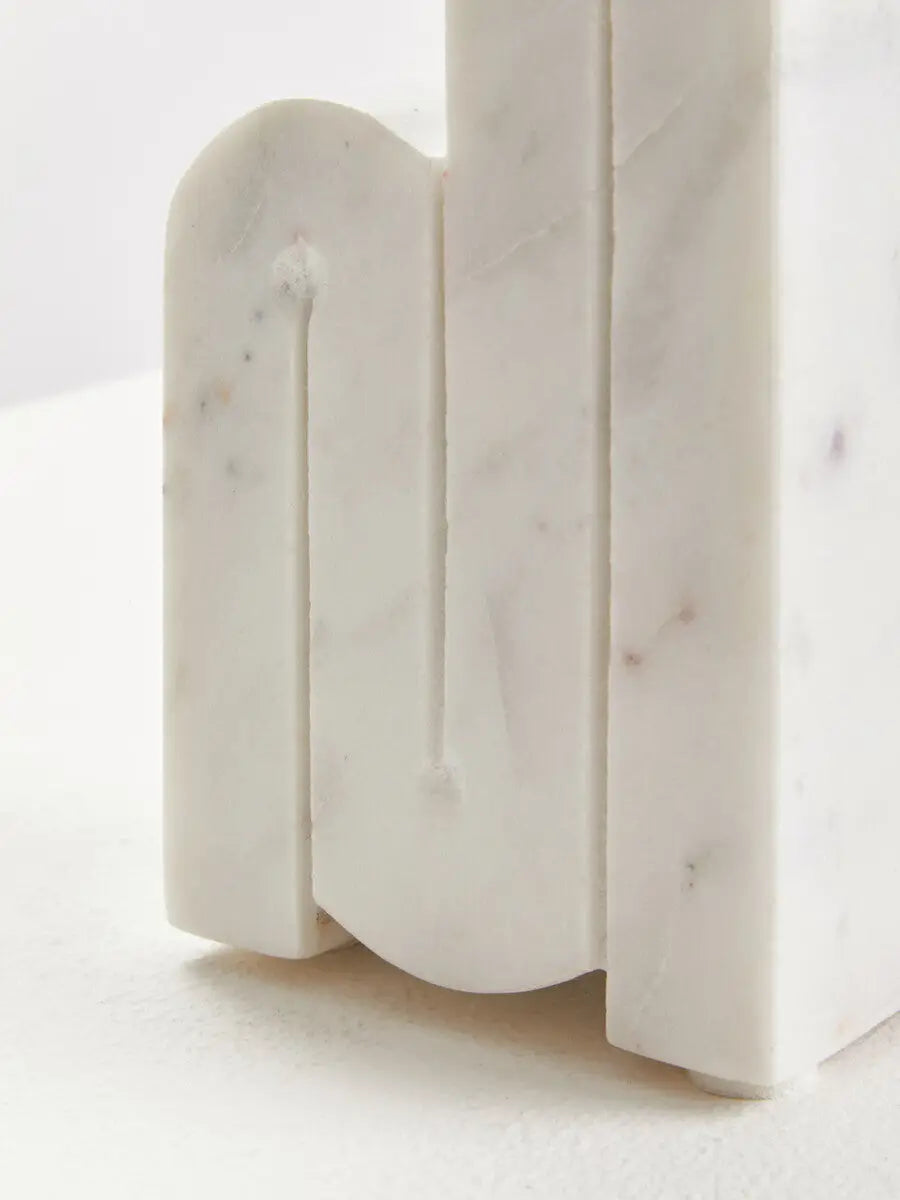 Set of Two White Marble Bookends | Nason