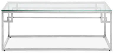 Silver Geometric Rectangular Coffee Table with Tempered Glass Top, Allure