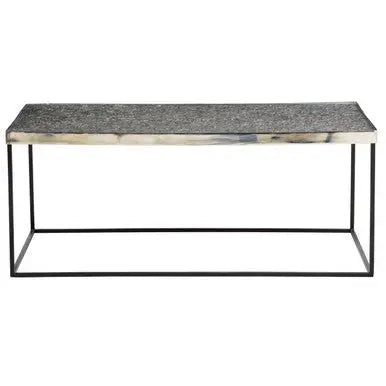 Silver Metal Rectangular Top Coffee Table with Black Interconnected Legs, Akola