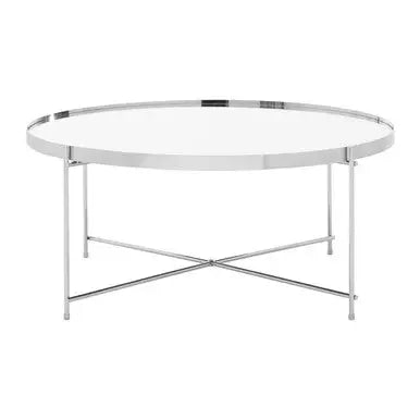 Silver Mirrored Glass Round Coffee Table, Allure