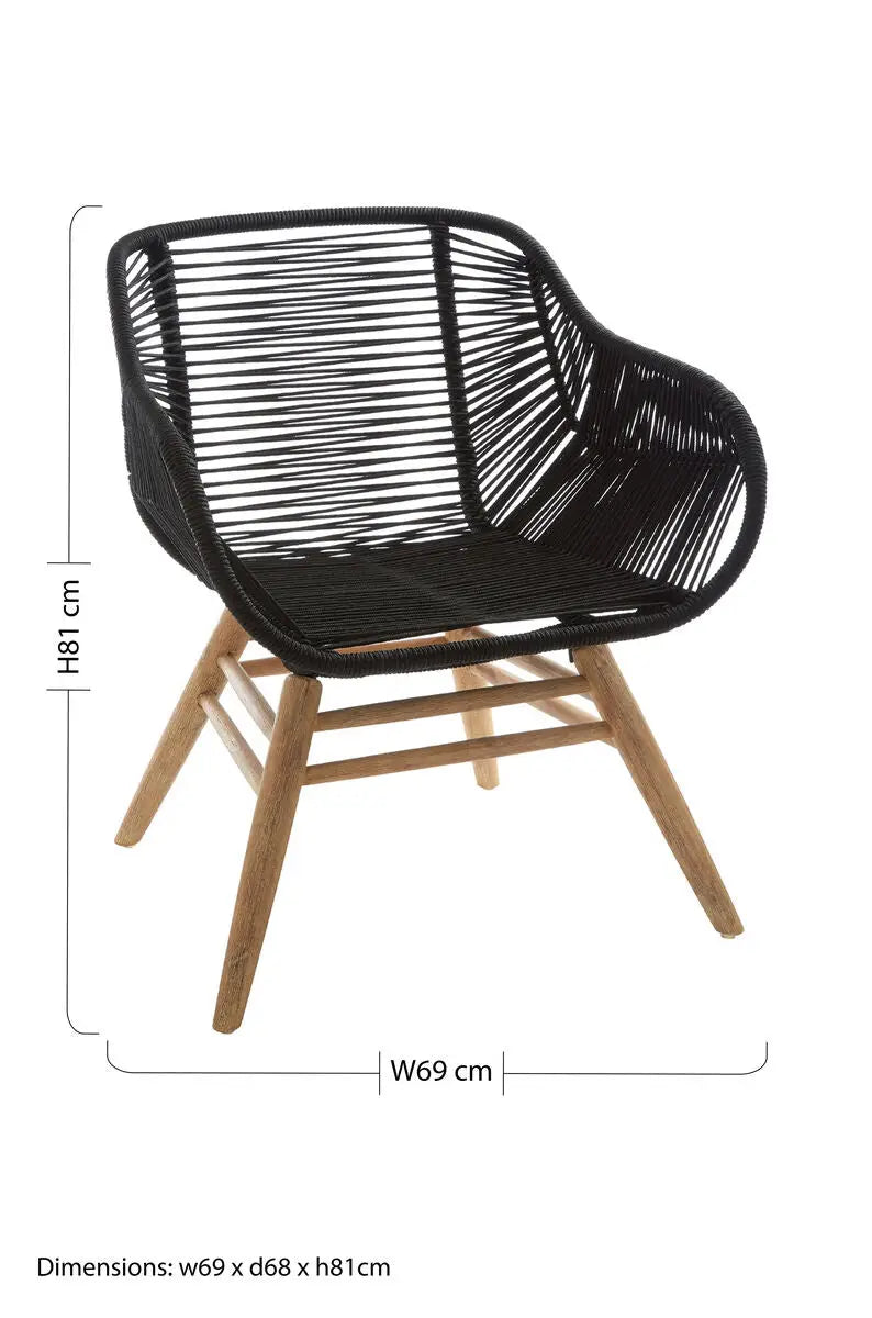 Sisal Black Rope Armchair