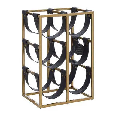 Six Bottle Sling Wine Rack in Gold Finish | Mixology