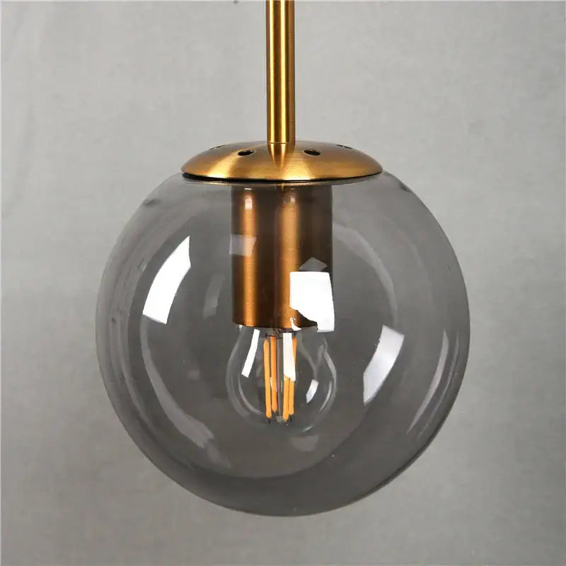 Sizzle Mid-Century Glass Globe Hanging Wall Light - Amber/Smoke/Clear
