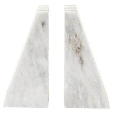 Soma Set of Two Striped White Marble Bookends