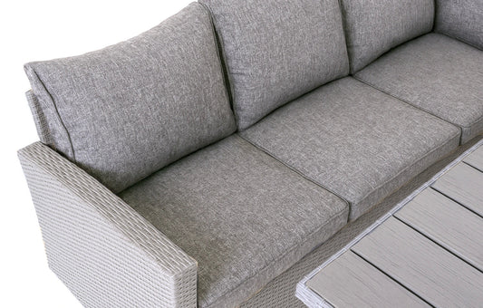 Stockholm 6 Seater Grey Rattan Corner Garden Dining and Lounge Set