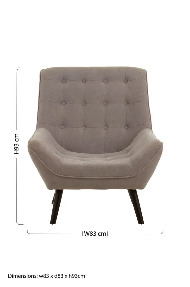 Stockholm Grey Linen Effect Button Tufted Accent Chair