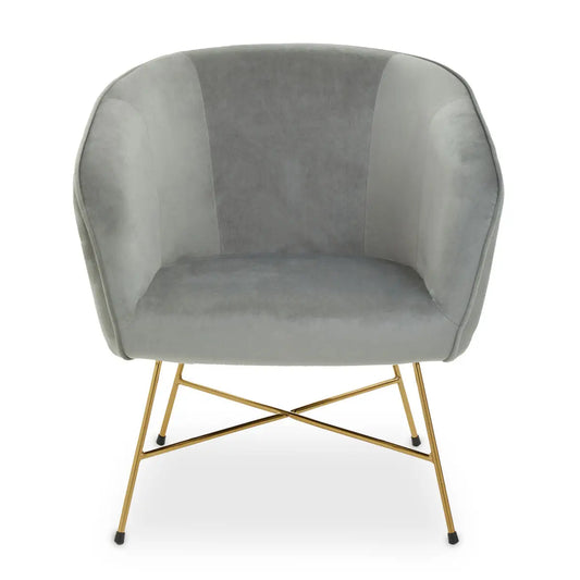 Stockholm Grey Velvet Curved Accent Chair