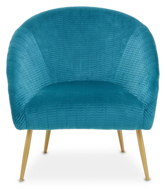 Tania Blue Wood and Metal Occasional Chair with Curved Back