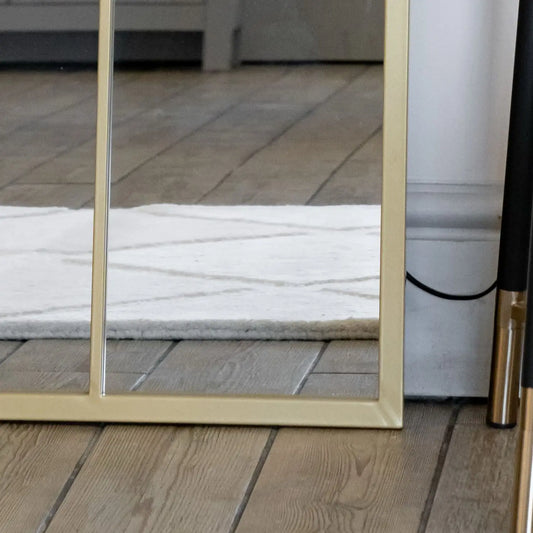 Tomi - Full Length Gold Metal Arched Lattice Window Mirror - 180cm x 105cm.