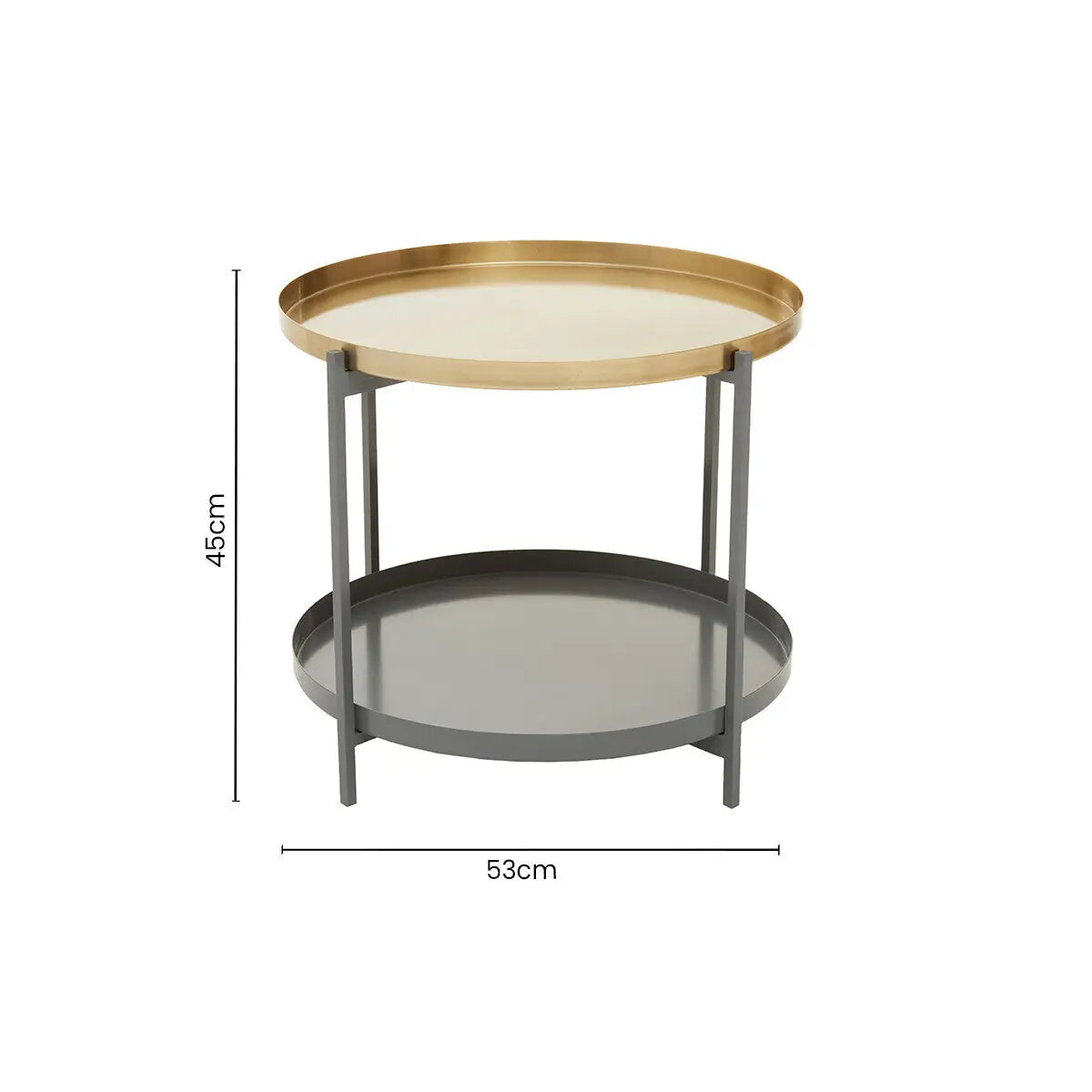 Two Tier Gold Round Coffee Table with Two-Tonal Contrast, Kobra