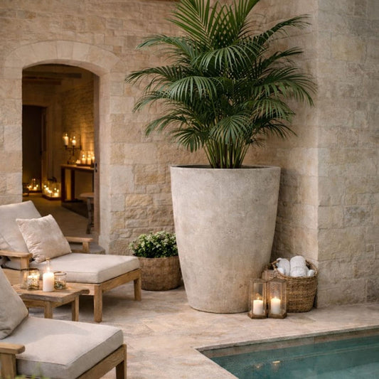 Vessara | Truffle – 100cm XXL Tall Concrete Planter – 172L Round Plant Pot - Pots & Plants