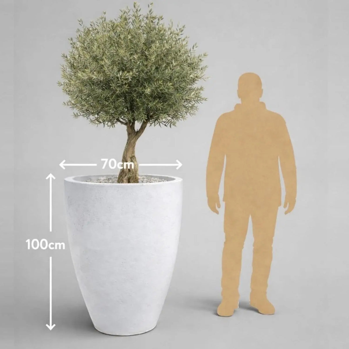 Vessara | White Mist – 100cm XXL Concrete Vase Planter – 172L Tall Plant Pot