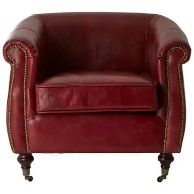Victor Deep Red Leather Armchair