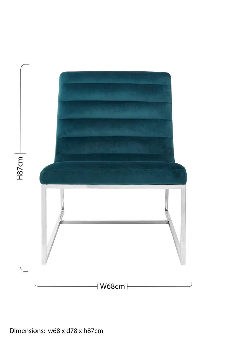 Vogue Teal Velvet Lounge Chair with Channel Tufting