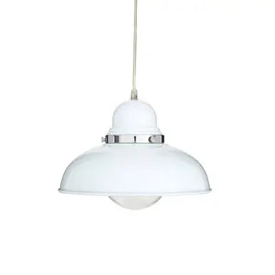 White Finish Pendant Light with Chrome Detail | Jasper