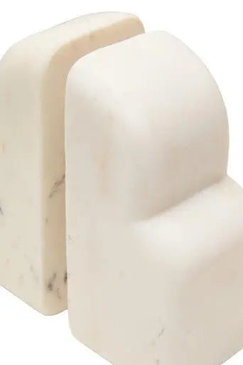 White Marble Set of Two Bookends | Savio
