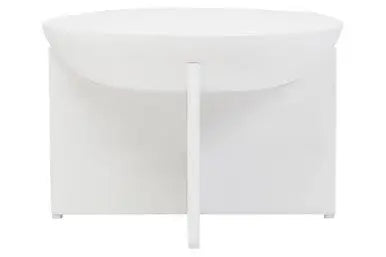Whitewash Mango Wood Round Coffee Table with Cut-Out Pedestal Base, Walsa