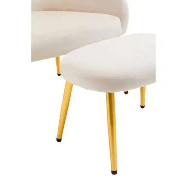 Yasmeen Dark Beige Velvet Chair and Footstool with Gold Powder Coated Legs