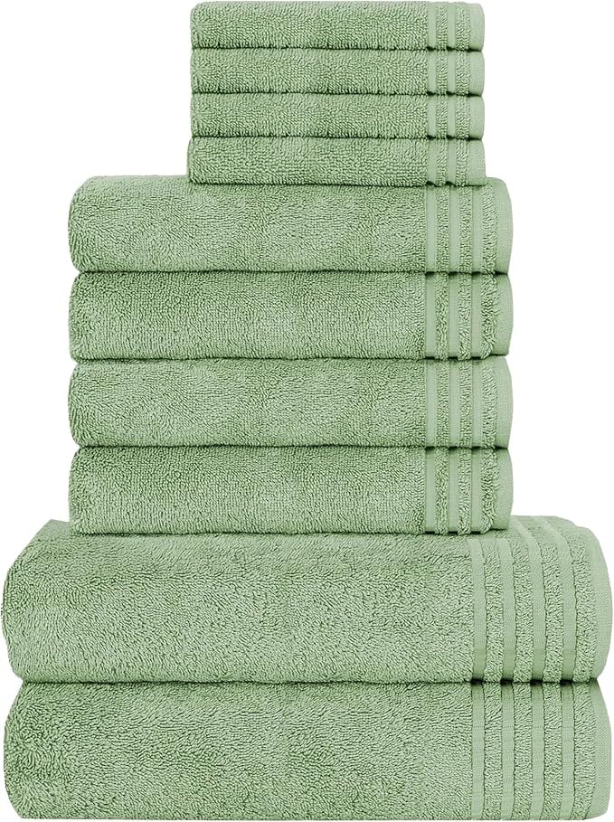 10 Piece Monaco Luxury Egyptian Cotton Towel Set 500 GSM with 4 Face Towels 4 Hand Towels 2 Bath Towels for Bathroom by OLIVIA ROCCO